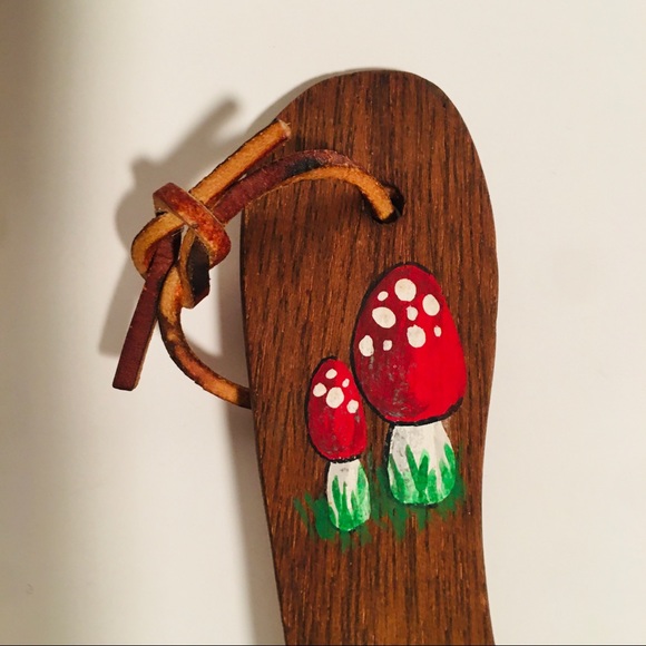 Vintage Wooden Kitchen Utensil w/ Hand Painted Mushrooms - Picture 2 of 4